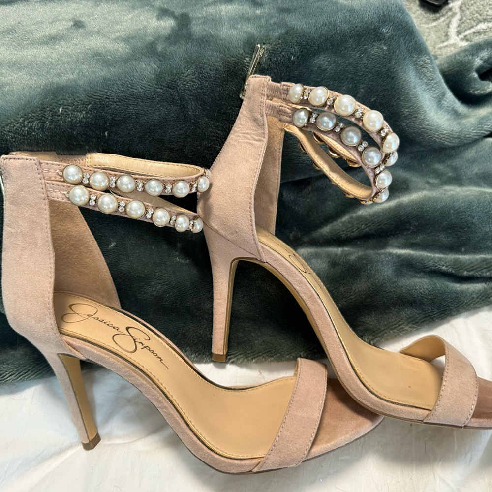 Jessica Simpson Pink Stiletto Heels with Ankle Straps
